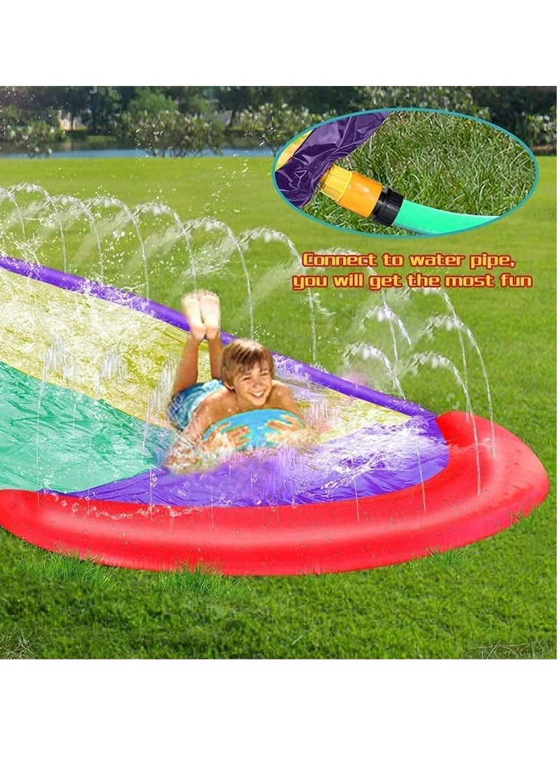 Slip and Slide for Kids, Water 16Ft Double Racing Lane Splash Pool with Two Boogie Boards Crash Pad,Summer Outdoor Slides Kids Backyard Sprinkler