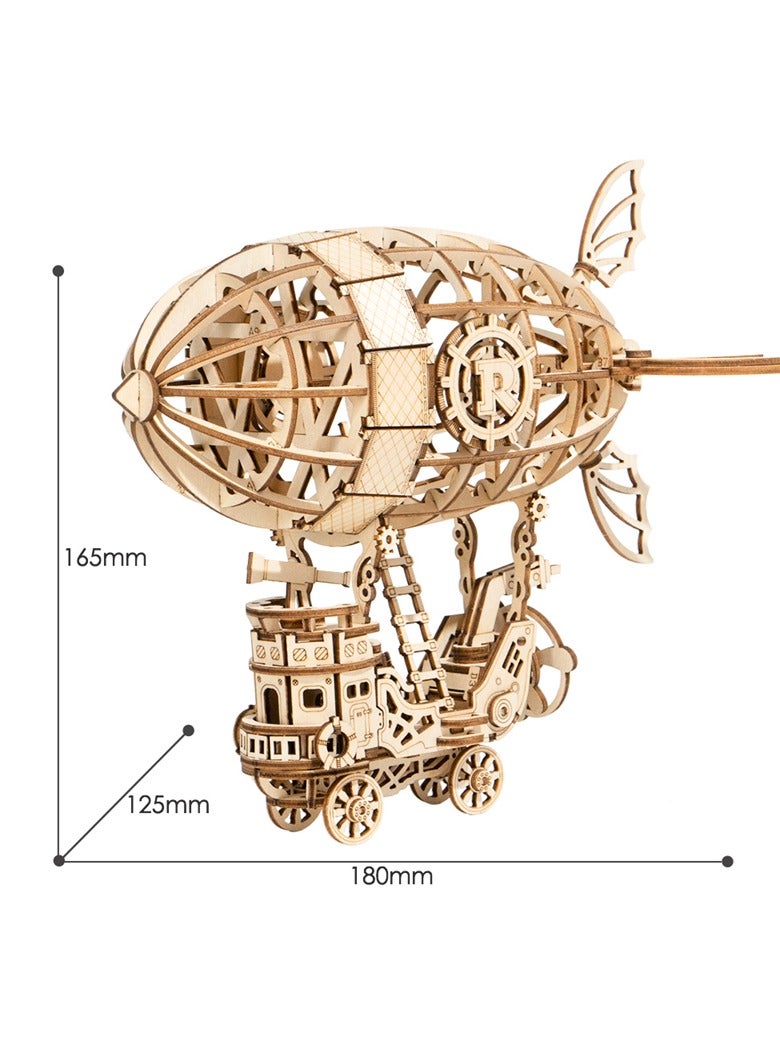 Rolife Airship Model TG407, Assembly Brain Teaser 3D Wooden Puzzle DIY Build Model Crafts Kits, Unique Home Decor Birthday Gifts for Teens or Adults