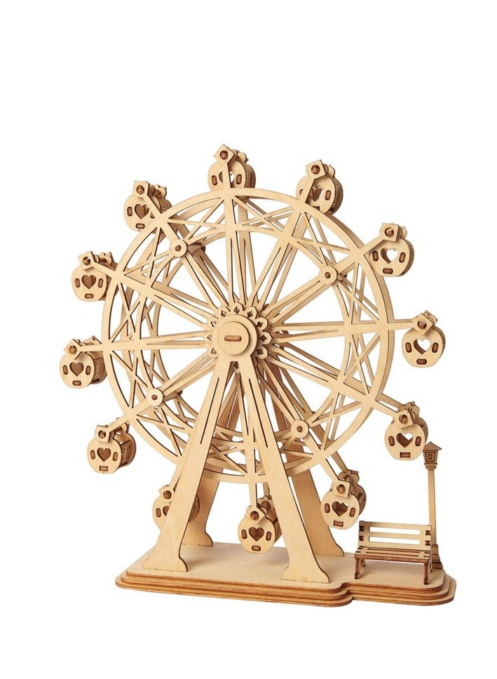 Rolife Ferris Wheel TG401, Assembly Brain Teaser 3D Wooden Puzzle DIY Build Model Crafts Kits, Unique Home Decor Birthday Gifts for Teens or Adults