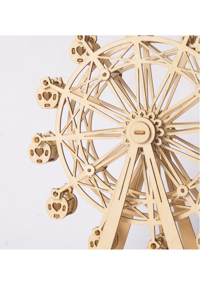 Rolife Ferris Wheel TG401, Assembly Brain Teaser 3D Wooden Puzzle DIY Build Model Crafts Kits, Unique Home Decor Birthday Gifts for Teens or Adults