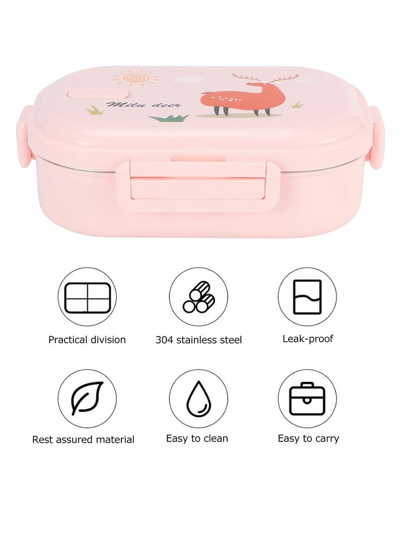 Lunch Box, 2 Compartments Thermal Insulated Hot Food Lunch Containers with Spoon, Portable 304 Stainless Steel Adult Kids
