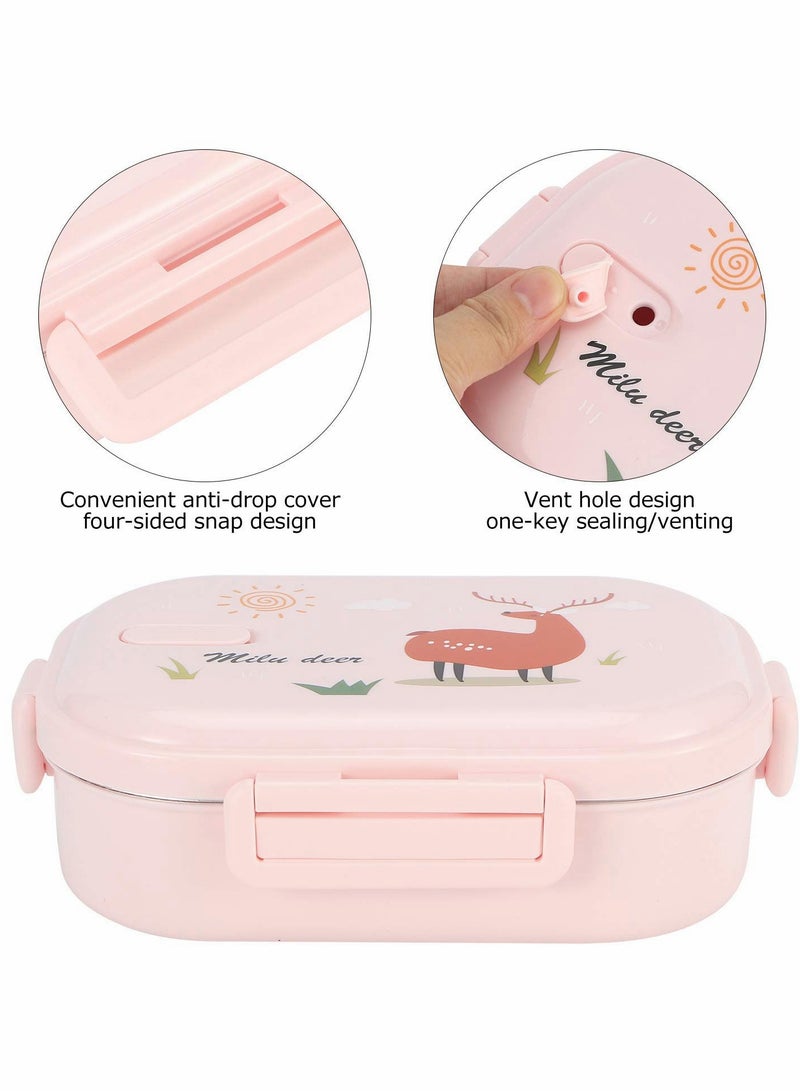 Lunch Box, 2 Compartments Thermal Insulated Hot Food Lunch Containers with Spoon, Portable 304 Stainless Steel Adult Kids