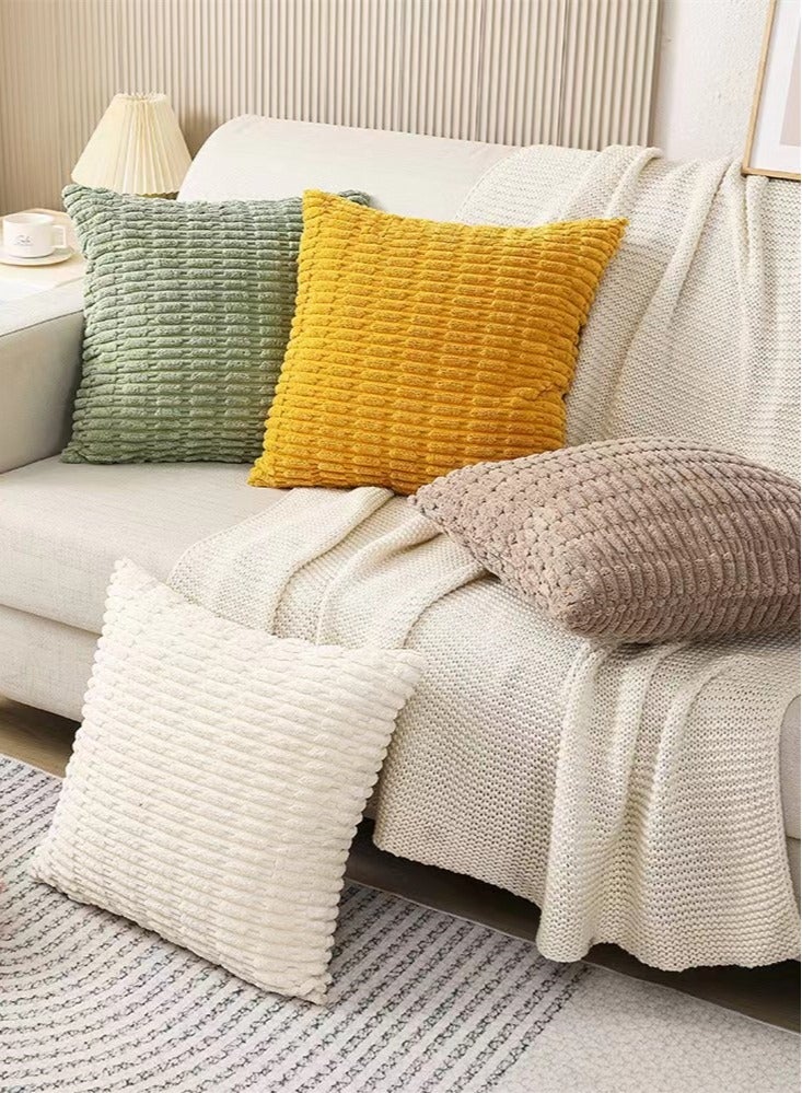 4-Piece Decorative Cushion Cover Pillow Cases Corduroy Multicolor 45x45 Centimeter