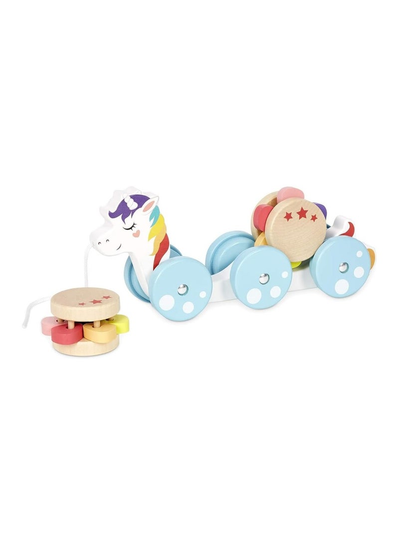 Little Tikes Wooden Critters Pull Toy - With 2 Removable Cargo Pieces - Develops Gross Motor Skills & Coordination - Unicorn