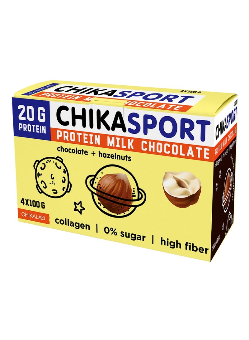 Chikalab Chika Sport Protein Milk Chocolate Hazelnuts Pack Of 4