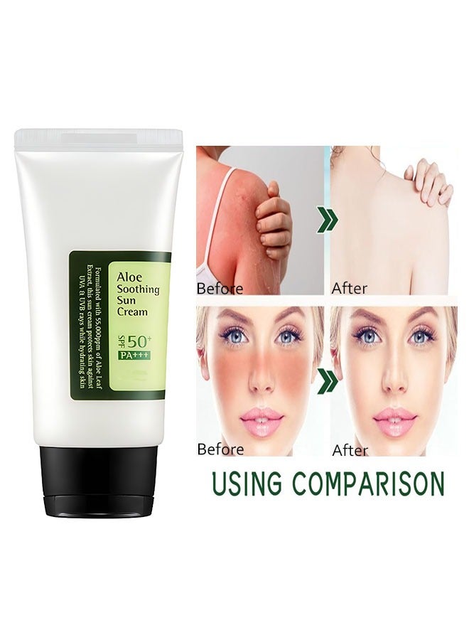 Aloe Soothing Sun Cream SPF 50 PA+++, Have an Ultra Lightn and Non Greasy Texture, Superior Sunscreen For All Skin Types, Suitable Under Makeup With Long Lasting Dry Matt Finish and Anti Shine Effect