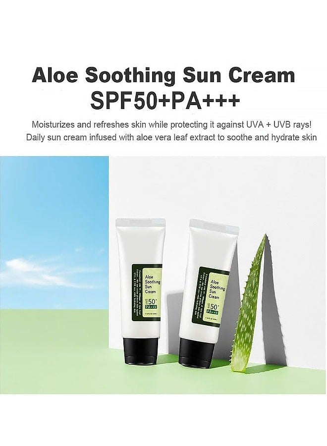 Aloe Soothing Sun Cream SPF 50 PA+++, Have an Ultra Lightn and Non Greasy Texture, Superior Sunscreen For All Skin Types, Suitable Under Makeup With Long Lasting Dry Matt Finish and Anti Shine Effect