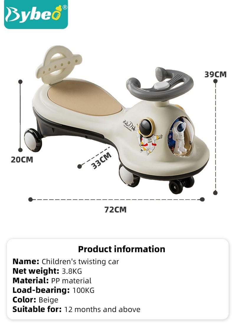 Ride on Car for Kids, Extended Baby Swing Car, Magic Baby Cars for 1-6 Years Boys Girls, Ride-On Toys for Kids Toddlers, Twister with Silent Wheels, Light, Music and Backrest, for Riding with Parents