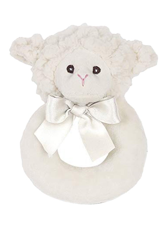 Bearington Baby Lamby Plush Stuffed Animal Cream Lamb Soft Ring Rattle, 5.5