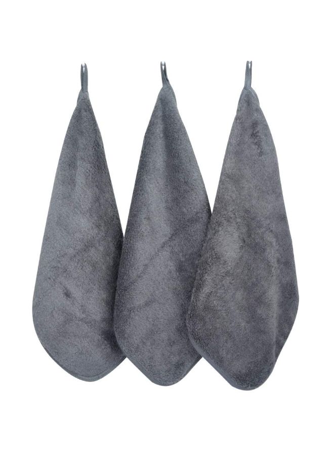 Pack Of 3 Microfiber Face Cloth Grey 12 x 12inch