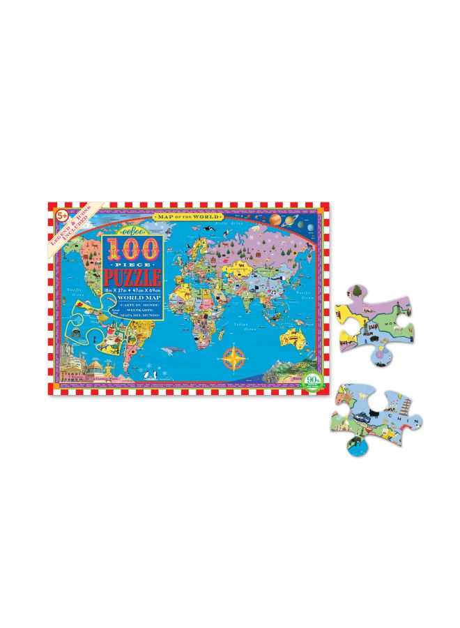 100-Piece World Map Jigsaw Puzzle PZWR2