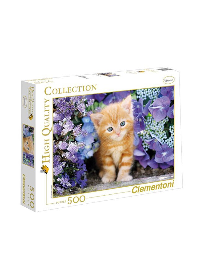 500-Piece Ginger Cat In Flowers Jigsaw Puzzle Set 30415.8 19.29x14.17inch