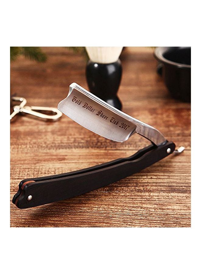 Straight Edge Shaving Razor Silver/Black
