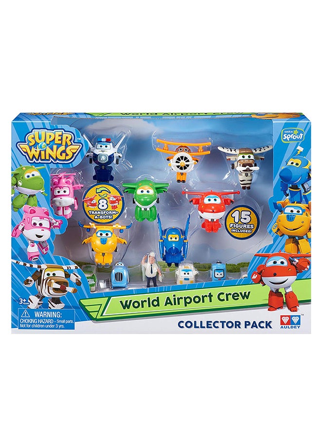 15-Piece Transform A Bots World Airport Crew Collector Set 2 inch