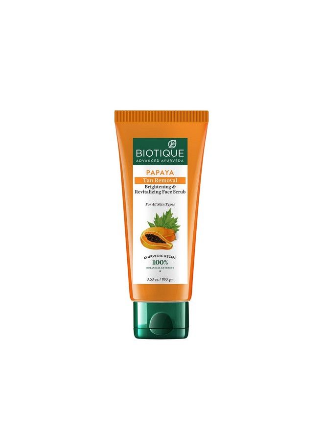 Papaya Tan Removal Brightening & Reviatalizing Face Scrub For All Skin Types 100G (Pack Of 2)