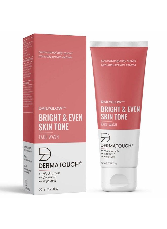 Bright & Even Tone Face Wash With Niacinamide Vitamin E And Kojic Acid; Daily Gentle Face Cleanser For Tan Pigmentation Uneven Tone 70G