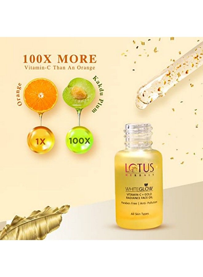 Whiteglow Vitamin C And Gold Radiance Face Oil ; For Dull & Dry Skin ; Intense Hydration ; 15Ml