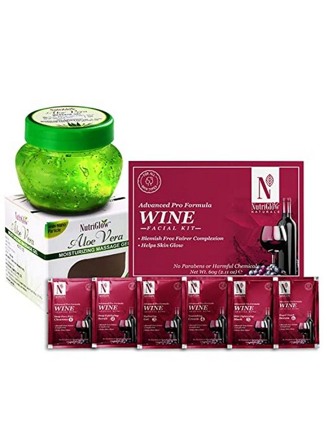 Natural'S Advanced Pro Formula Wine Facial Kit (60Gm) And Aloe Vera Moisturizing Massage Gel (100Gm) For Skin Hydrating Pack Of 2