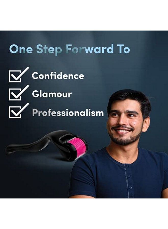 Derma Roller With 540 Titanium Alloy Micro Needles 0.5 Mm ; Suitable For Beard Also ; Reduces Hair Fall ; Stimulates Hair Follicles ; Easy To Use ; Safe & Effective
