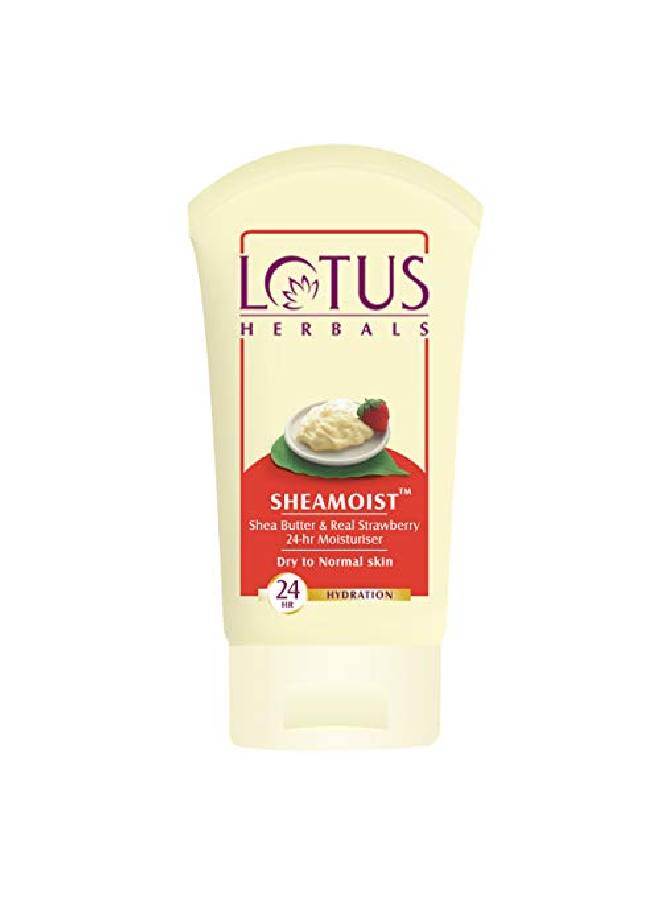 Lotus Herbal Shea Butter And Real Strawberry 24 Hour Moisturiser, 60G
