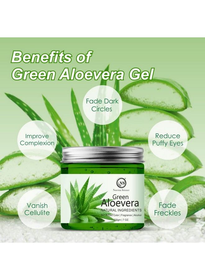 Green Aloe Vera Gel For Face With Pure Aloe Vera & Vitamin E For Skin And Hair 200 Gm