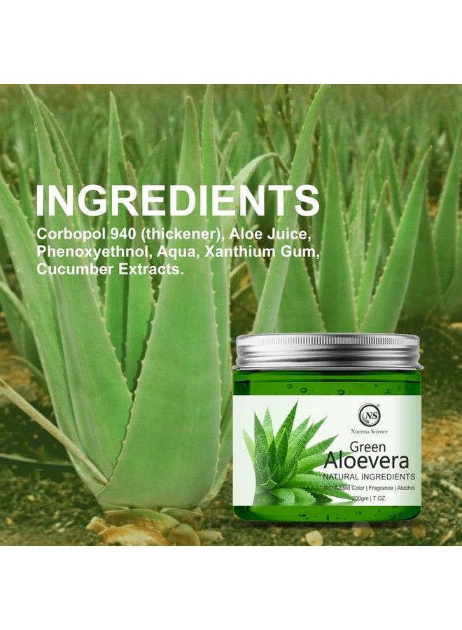 Green Aloe Vera Gel For Face With Pure Aloe Vera & Vitamin E For Skin And Hair 200 Gm