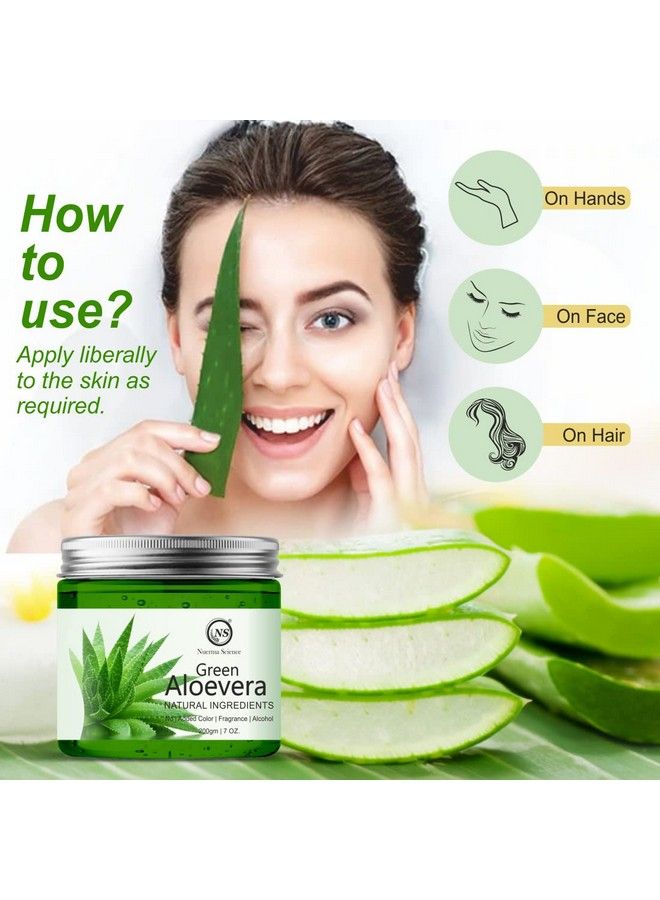 Green Aloe Vera Gel For Face With Pure Aloe Vera & Vitamin E For Skin And Hair 200 Gm