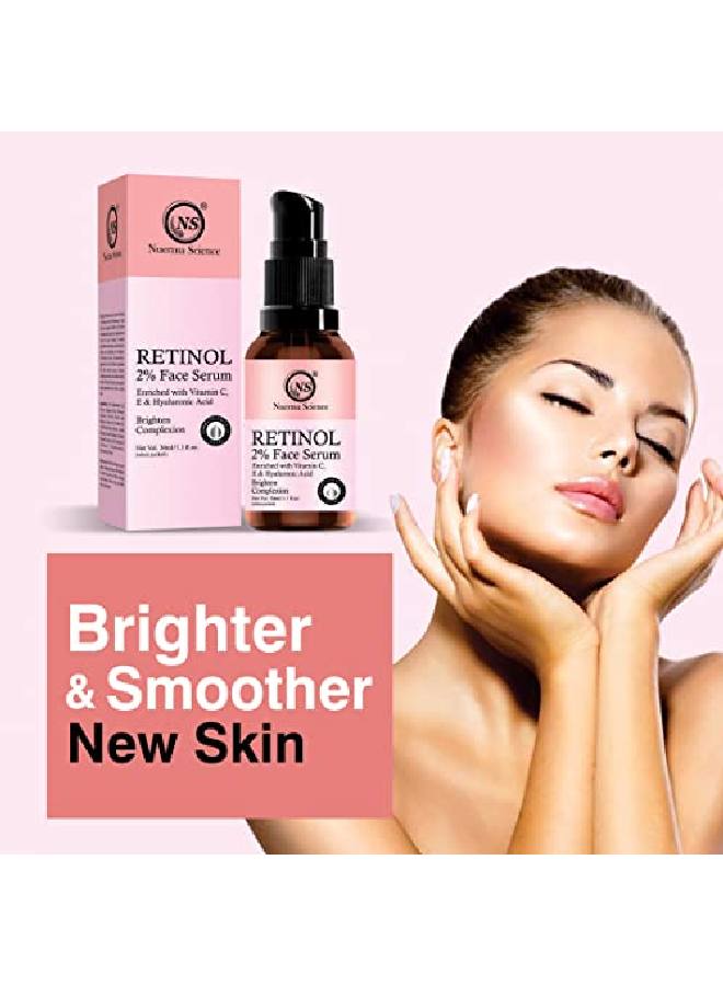 2% Retinol Face Serum Enriched with Vitamin C E For Glowing Skin Anti Ageing & Dark Spot Corrector 30 ML