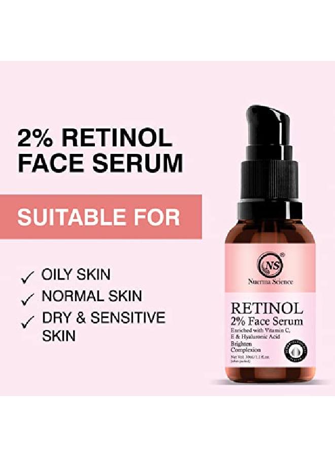 2% Retinol Face Serum Enriched with Vitamin C E For Glowing Skin Anti Ageing & Dark Spot Corrector 30 ML