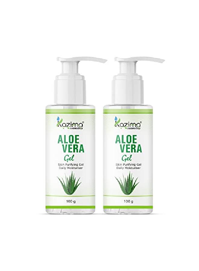 Aloe Vera Gel Raw 100% Pure Natural Gel Ideal For Skin Face Acne Scars Hair Moisturizer Dark Circles (100 Gram (Pack Of 2))