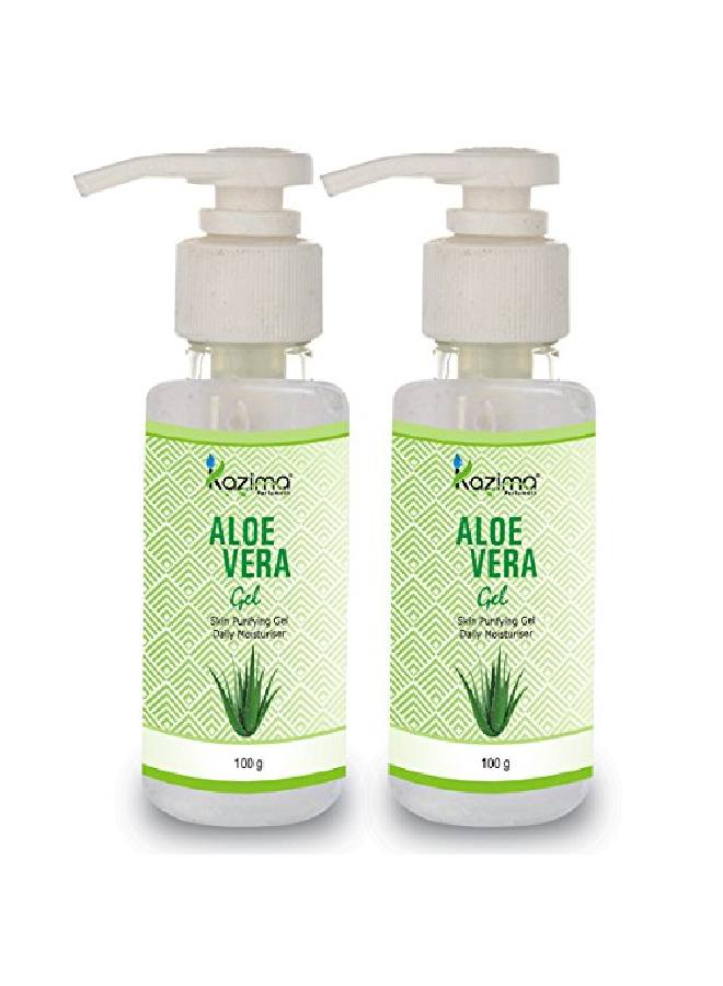 Aloe Vera Gel Raw 100% Pure Natural Gel Ideal For Skin Face Acne Scars Hair Moisturizer Dark Circles (100 Gram (Pack Of 2))