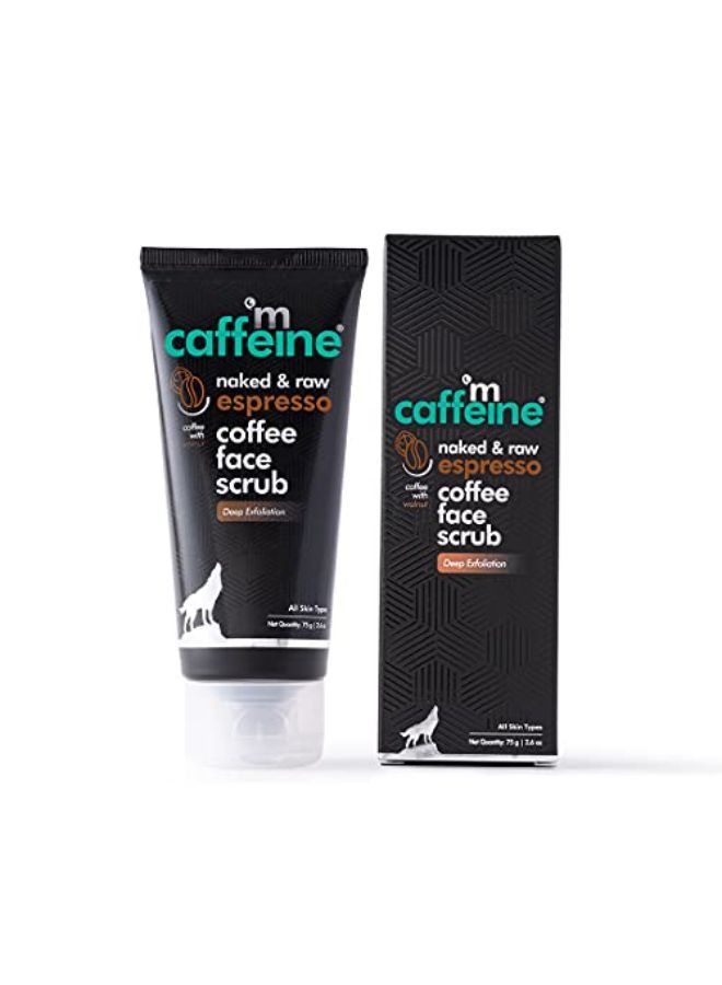 Espresso Coffee Deep Exfoliating Face Scrub | Removes Blackheads & Whiteheads, Polishes Skin | Walnut, Pro-Vitamin B5 | All Skin Types | Paraben & Cruelty Free