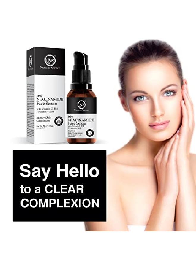 10% Niacinamide Face Serum with Vitamin C E & Hyaluronic Acid For Illuminating Skin Tone and Improve Skin Complexion 30 ML