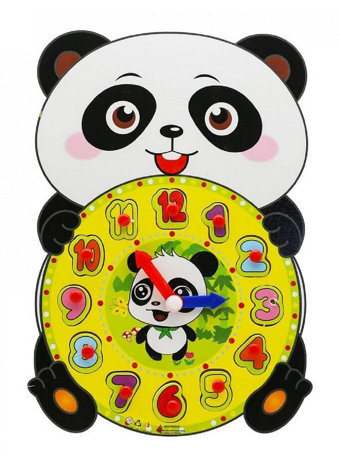 Wooden Clock Puzzle Toy Teaching Clock Learning Educational Toys For 3+ Years Kids;Boys;Children (Panda)
