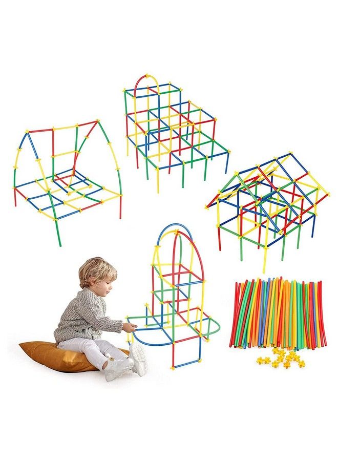Creative Puzzle Block 180 Pieces Diy Colorful Pipe Straw Stick Building Block Educational Assembly Toy For Kids (3+ Years)