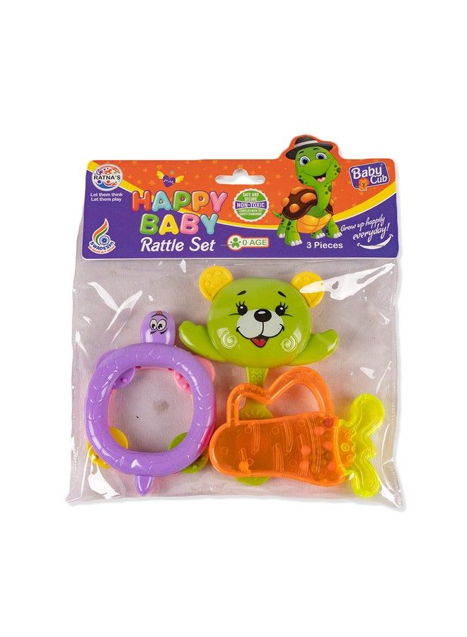 Colourful Rattle Set For Toddlers.Perfect Rattle Sets For Little Hands.Non Toxic;Bpa Free;Certified As Per Indian Standards (Happy Baby Rattle Set 3 Pieces)