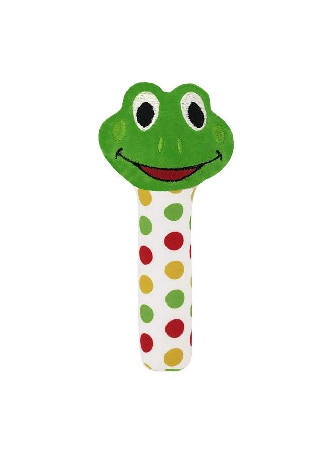 Froggy Face Rattle Soft Toy With Squeeze Handle For Squeaky Sound (Green)