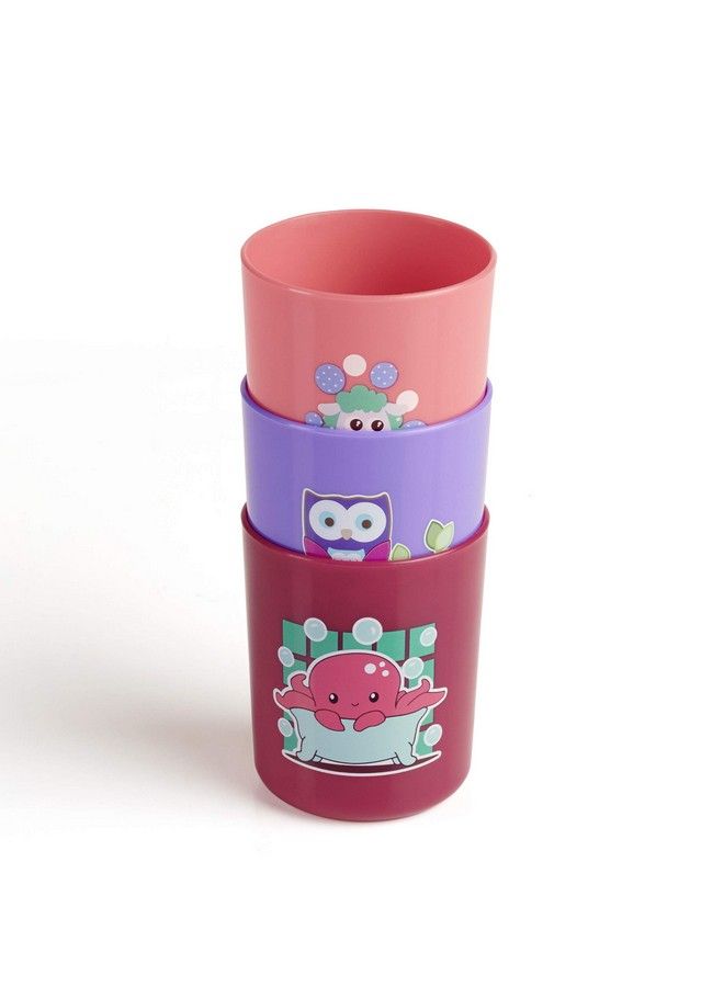 Boo Boo Cup For Kids 100% Bpa Free Training Cup Set For Baby Toddlers Unbreakable 3Pcs Baby Tumbler Glass Set 240 Ml 8 Oz.(Pink & Violet 18M+)