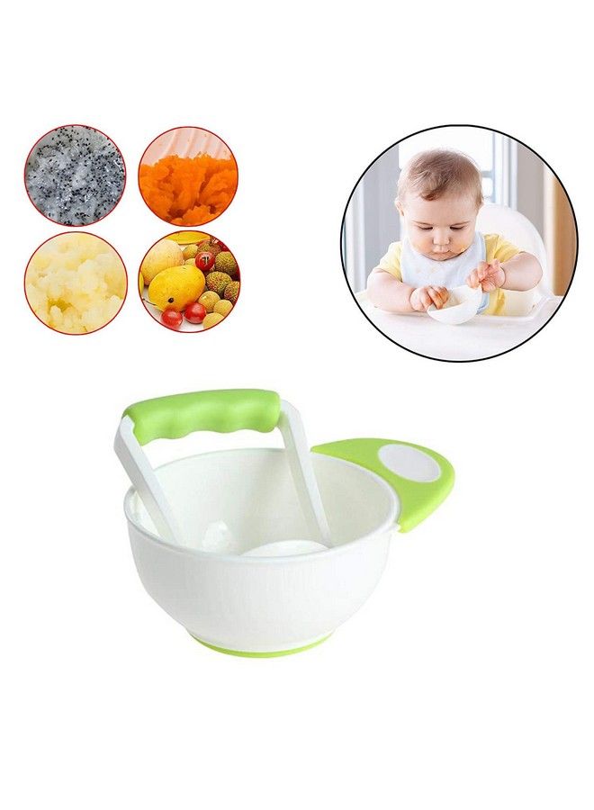 Grinding Feeding Bowl Portable Masher;Serving Bowl For Baby Food Preparationgreen