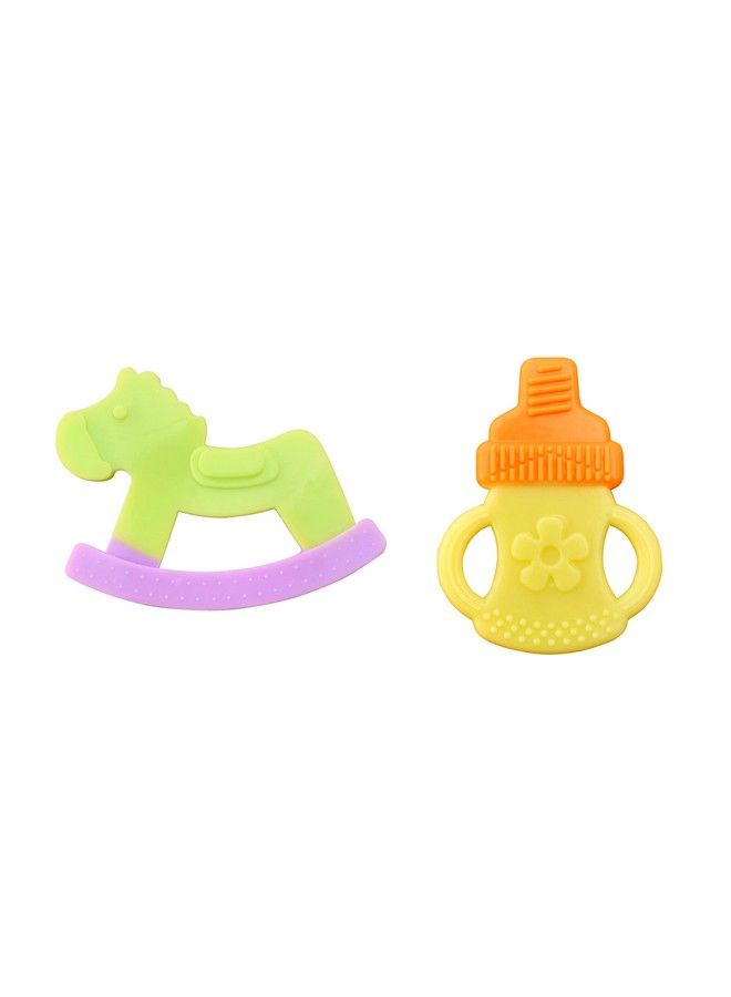 Combo Silicone Fruit Shape Teether For Baby Toddlers Infants Children (Pack Of 2) (Horse Rocker & Bottle)