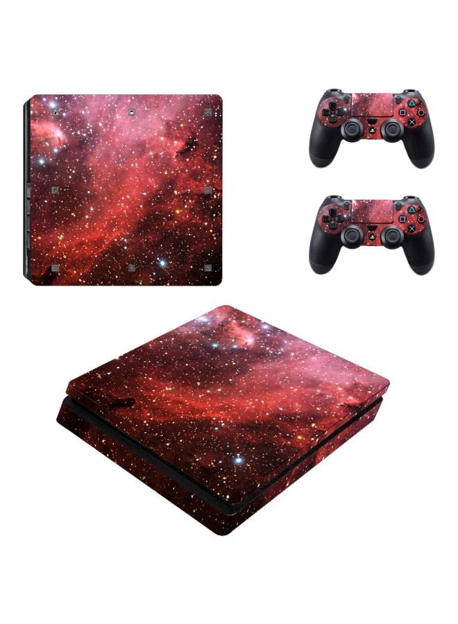 3-Piece Galaxy Printed Console And Controller Sticker For PlayStation 4 (PS4)