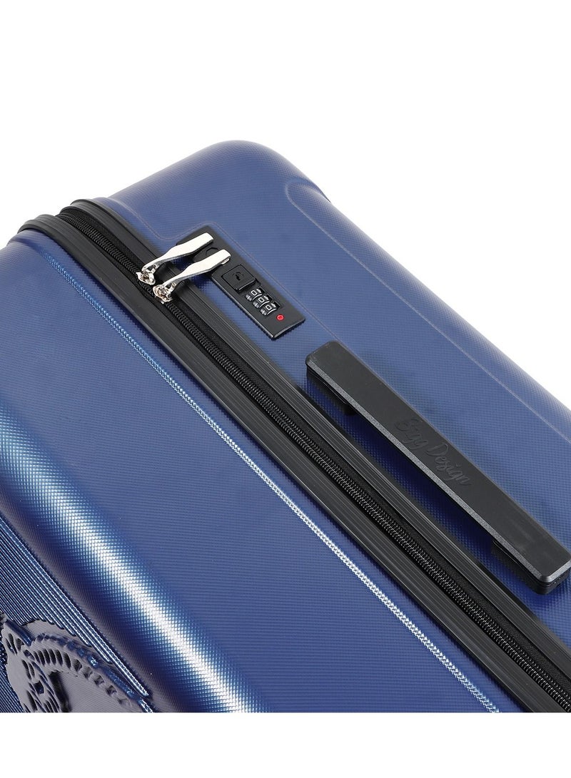 Biggdesign Lightweight Ocean Design Carry On Luggage with Spinner Wheel and Lock System Navy Blue 24-Inch