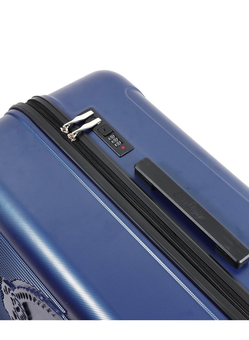Biggdesign Lightweight Ocean Design Carry On Luggage with Spinner Wheel and Lock System Navy Blue 28-Inch