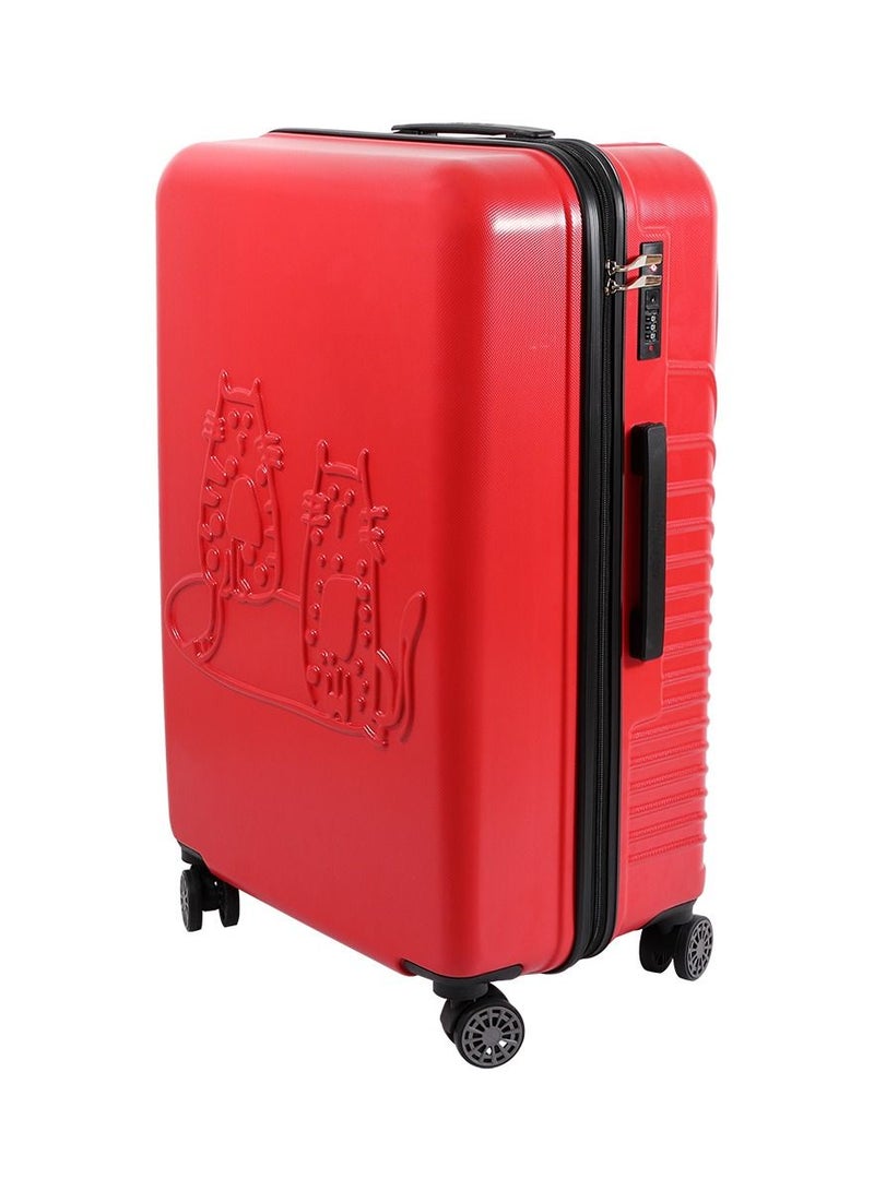 Biggdesign Lightweight Cats Design Carry On Luggage with Spinner Wheel and Lock System Red 24-Inch
