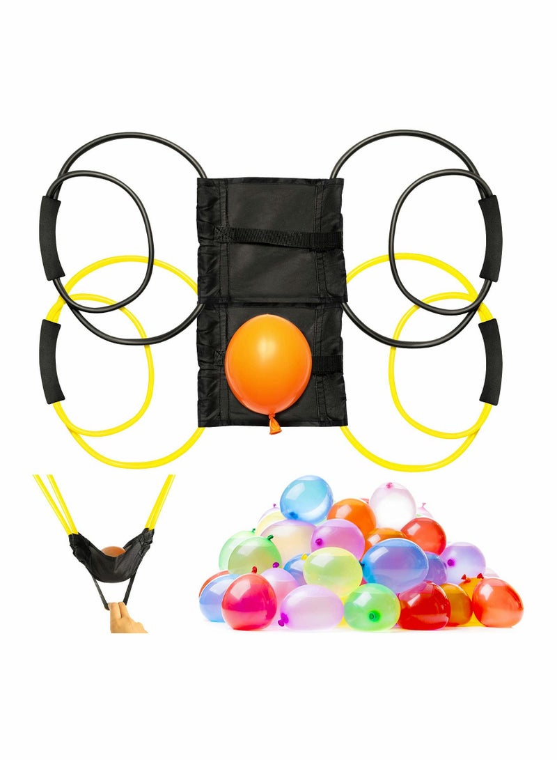 2 Pieces Water Balloon Launcher 500 Yard with Balloons, 2-3 Person Giant Sling T-shirt