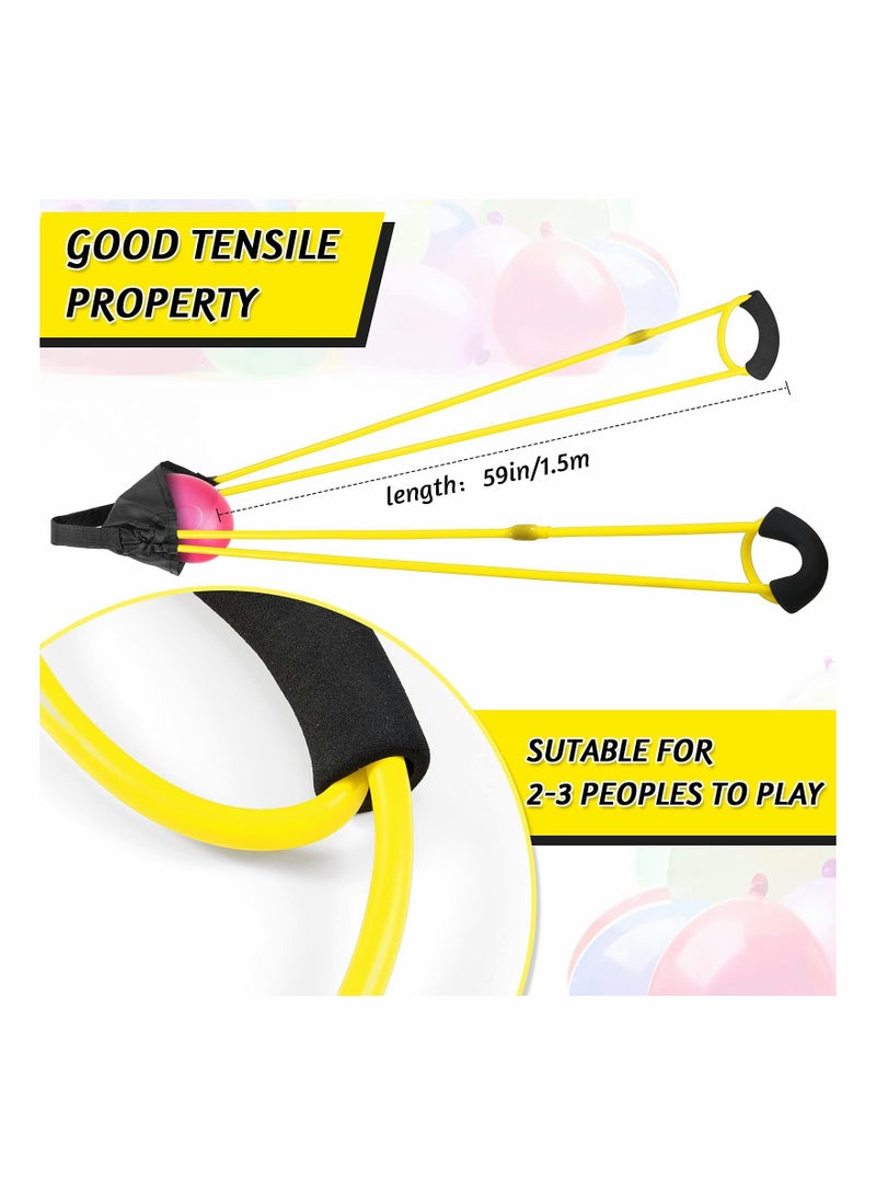 2 Pieces Water Balloon Launcher 500 Yard with Balloons, 2-3 Person Giant Sling T-shirt