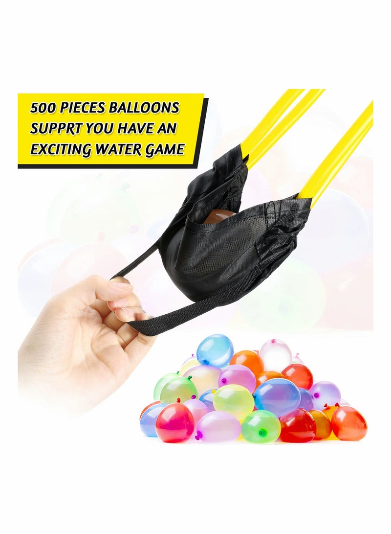 2 Pieces Water Balloon Launcher 500 Yard with Balloons, 2-3 Person Giant Sling T-shirt