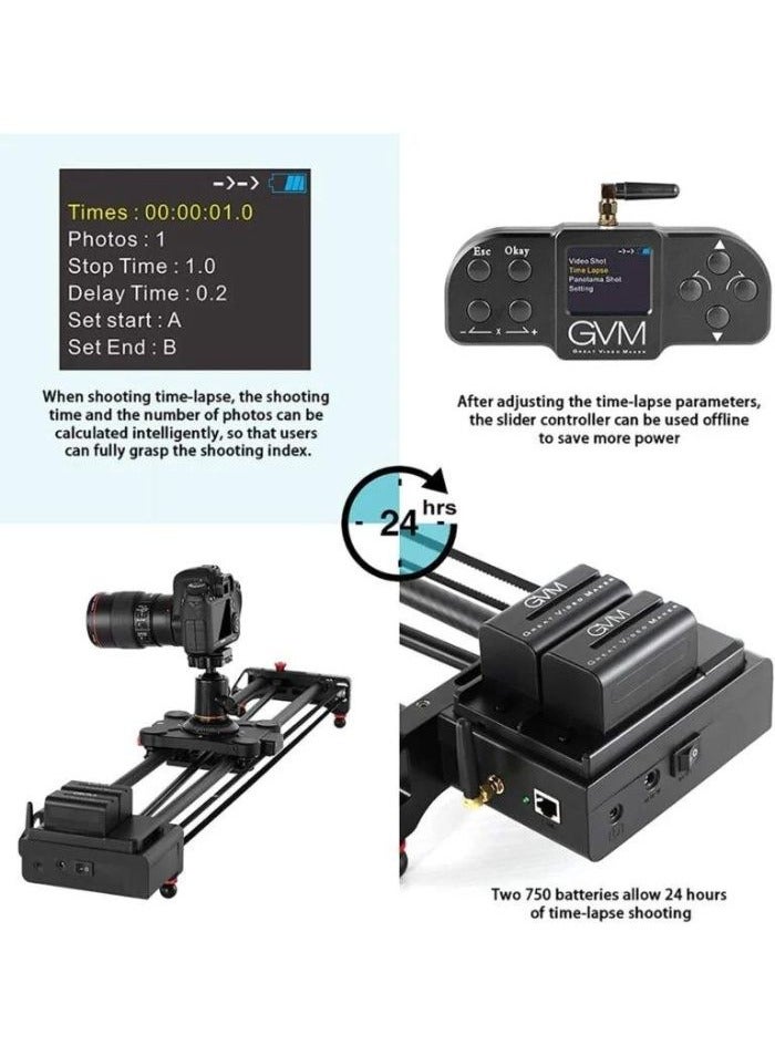 GVM 1.5D-120CM Wireless Carbon Fiber Motorized Camera Slider with Bluetooth Remote – 4-Way Motion Control, APP & Manual Modes, Ultra-Quiet Motor for DSLR & Mirrorless Video Shooting