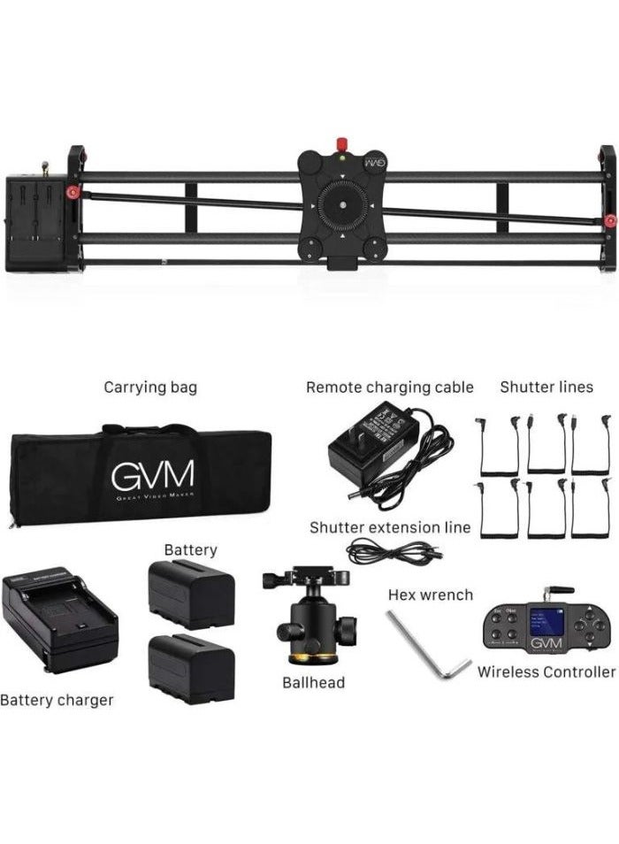 GVM 1.5D-120CM Wireless Carbon Fiber Motorized Camera Slider with Bluetooth Remote – 4-Way Motion Control, APP & Manual Modes, Ultra-Quiet Motor for DSLR & Mirrorless Video Shooting