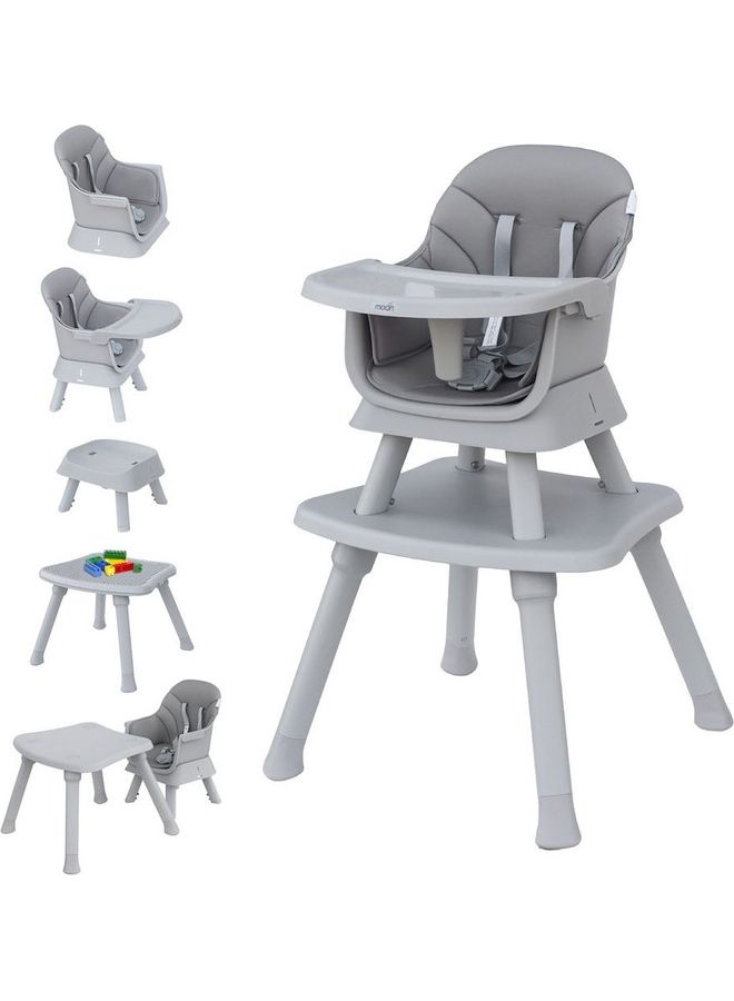 6-In-1 High Chair Dining Booster Seat Baby Feeding Chair Study Desk Block Toy Table Removable Tray